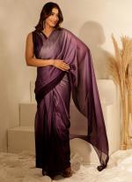 Imported Wine Party Wear Lace Work Ready To Wear Saree